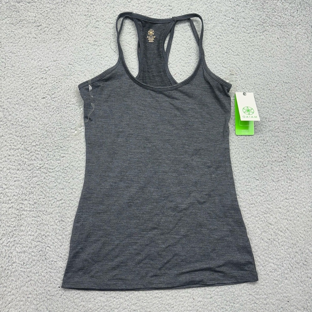 NWT Gaiam Carmen Women's Size‎ XS Yoga Racerback Tank Top Asphalt Heather Gray